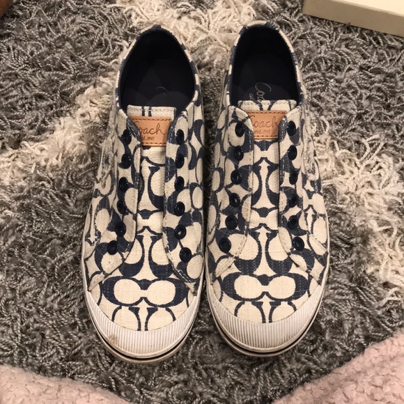 Coach Shoes - Ivory and denim Coach slip on sneakers